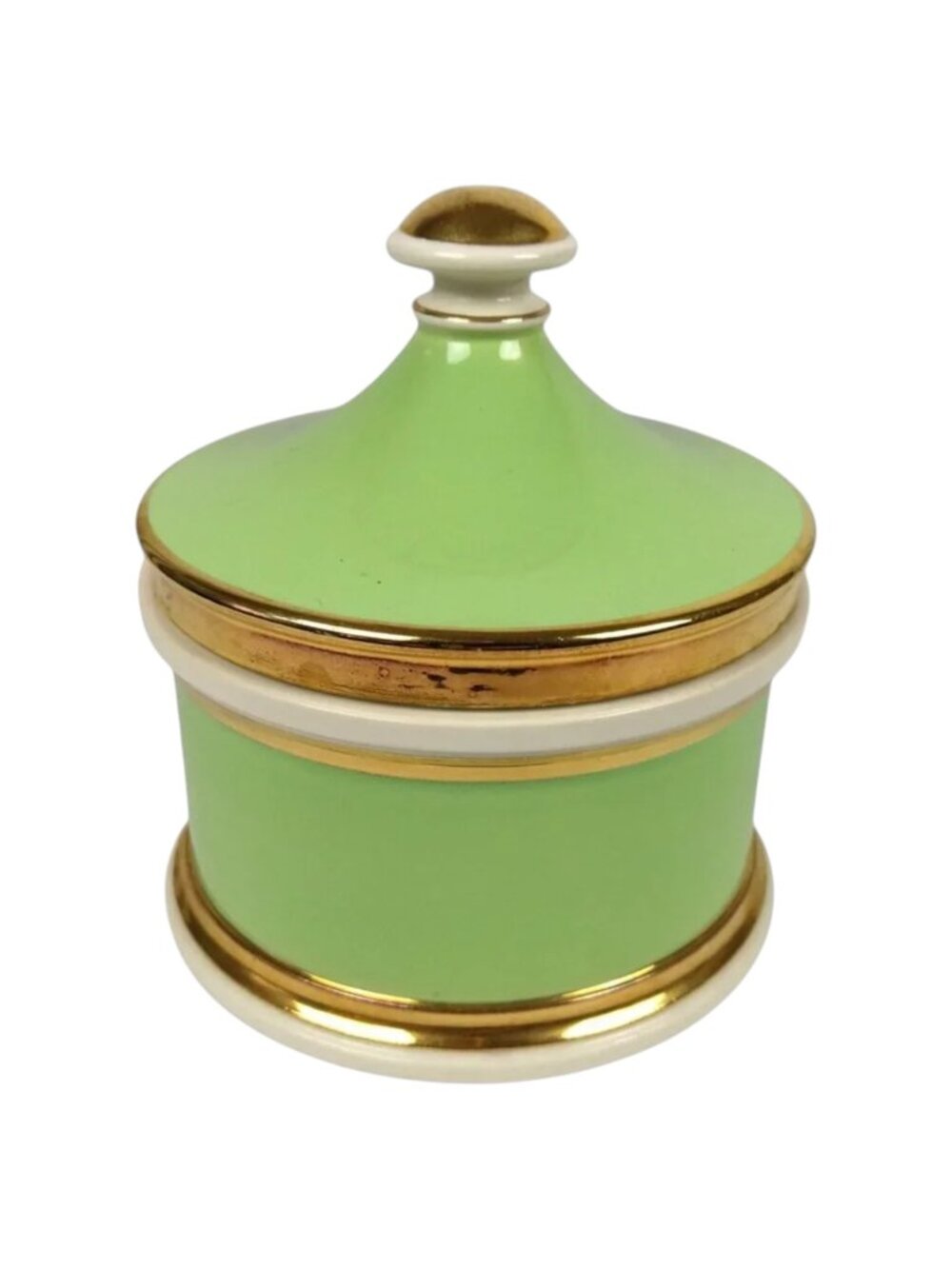 Kirkham Pottery Green Gold Lidded Dish Candy Vintage Circa‎ 1950s England